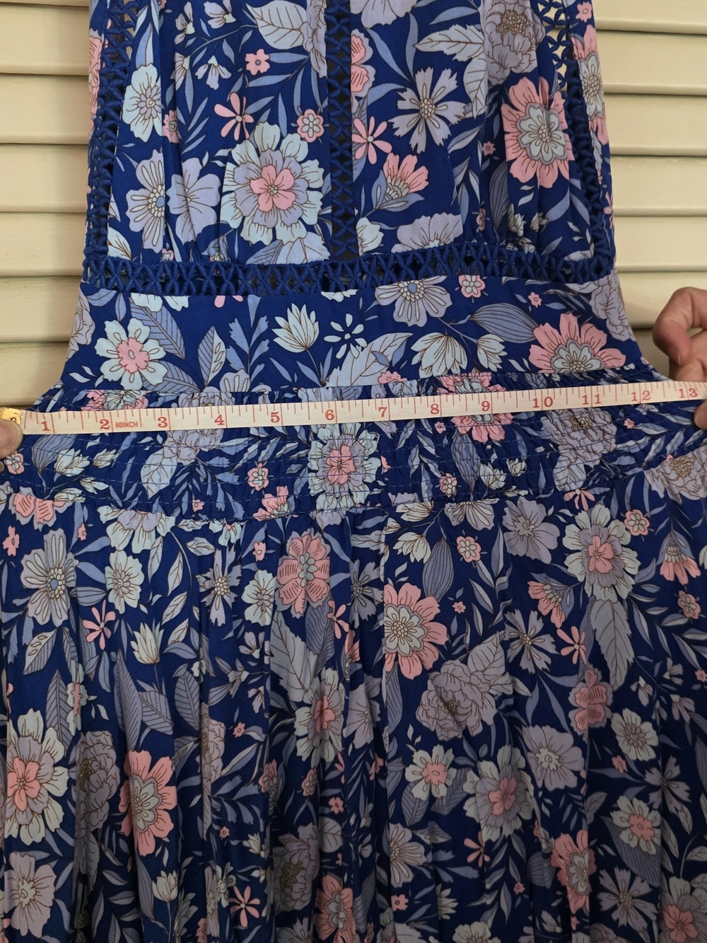 Blue Floral Maxi Dress with Pink Accents - Picture 7 of 10